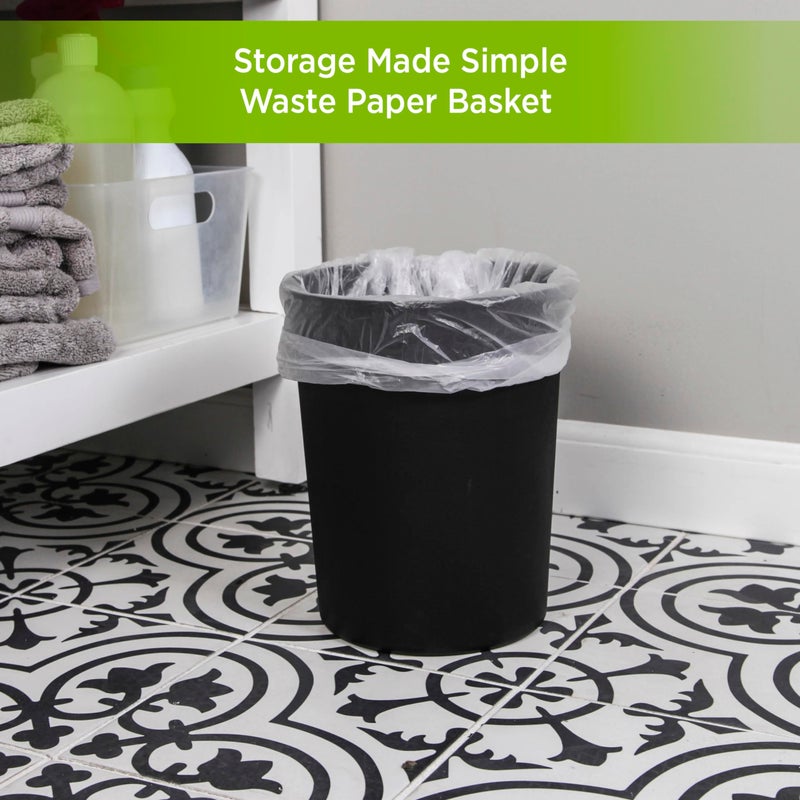 Kenney KN83001 Storage Made Simple 1.53 Gallon (5.7 Liter) Small Open Top Rust-Proof Plastic Waste Basket/Trash Can/Garbage Can for Bathroom, Bedroom, Home Office, Laundry Room, or Dorms, Black - Image 2
